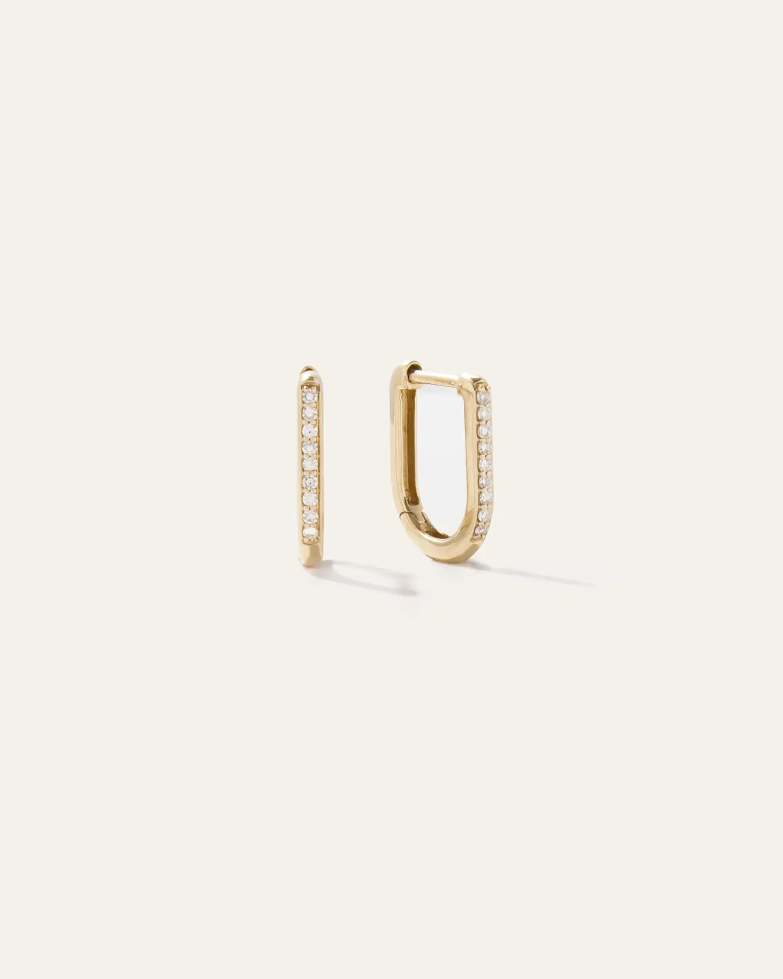 14K Gold Pave Diamond U Huggie Hoops | Quince