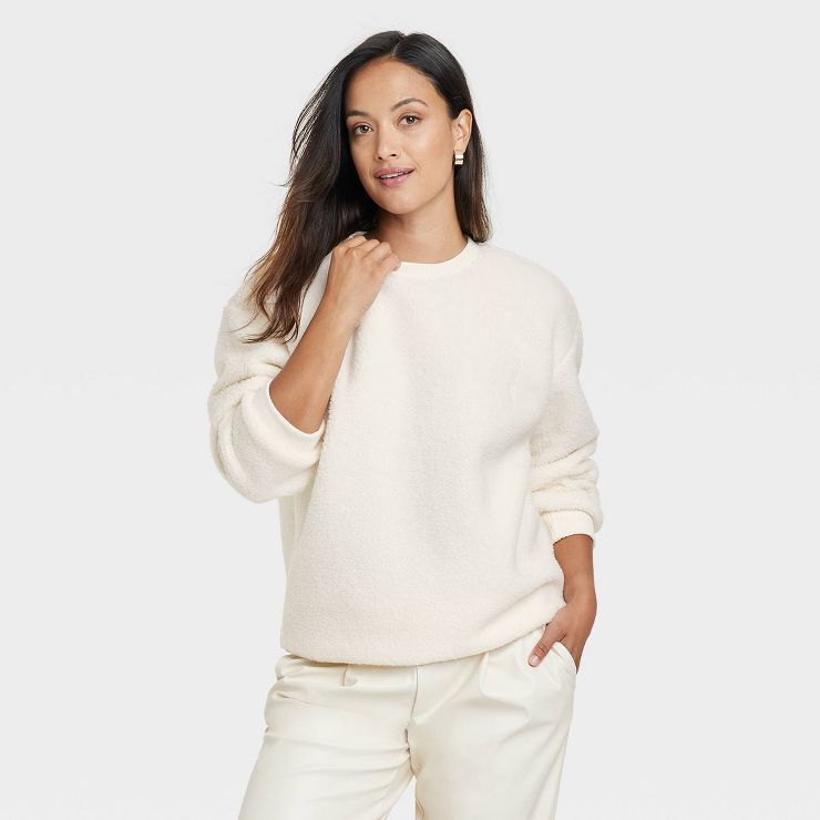 Women's Faux Shearling Pullover Sweatshirt - A New Day™ | Target