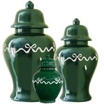 "Ribbons and Bows" Ginger Jars in Deep Emerald Green for Lo Home x Ver | Lo Home by Lauren Haskell Designs