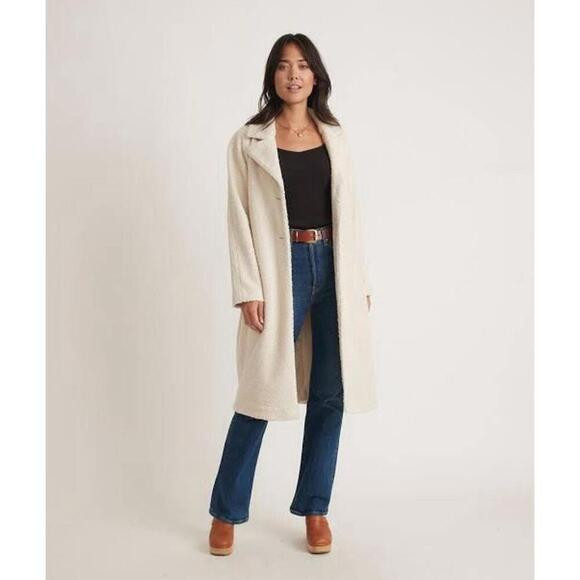 Women’s Marine Layer Faux Sherpa Pea Coat Size XS Cream Oatmeal Cozy Fall Coat | Poshmark