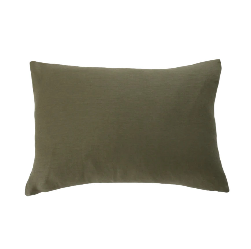 Olive Green Linen Pillow Cover | Danielle Oakey Interiors INC