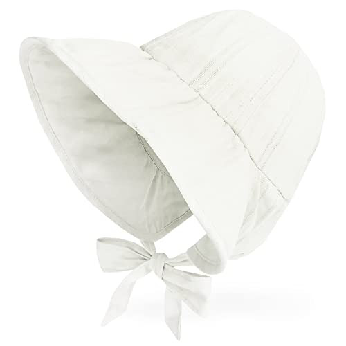 JELLYTREE Baby Hat Brimmed Sun Bonnet Floppy Toddler Girls Fashion Princess Lace Victorian Hat Bucket Visor Cap, White, 3m | Amazon (US)