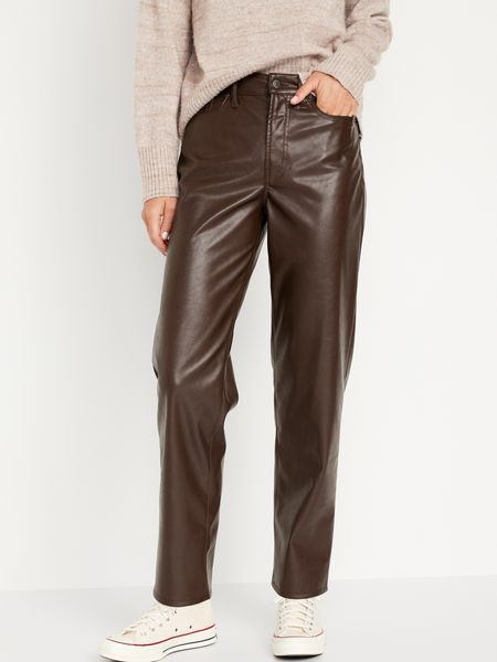 High-Waisted OG Loose Faux-Leather Pants for Women | Old Navy (US)