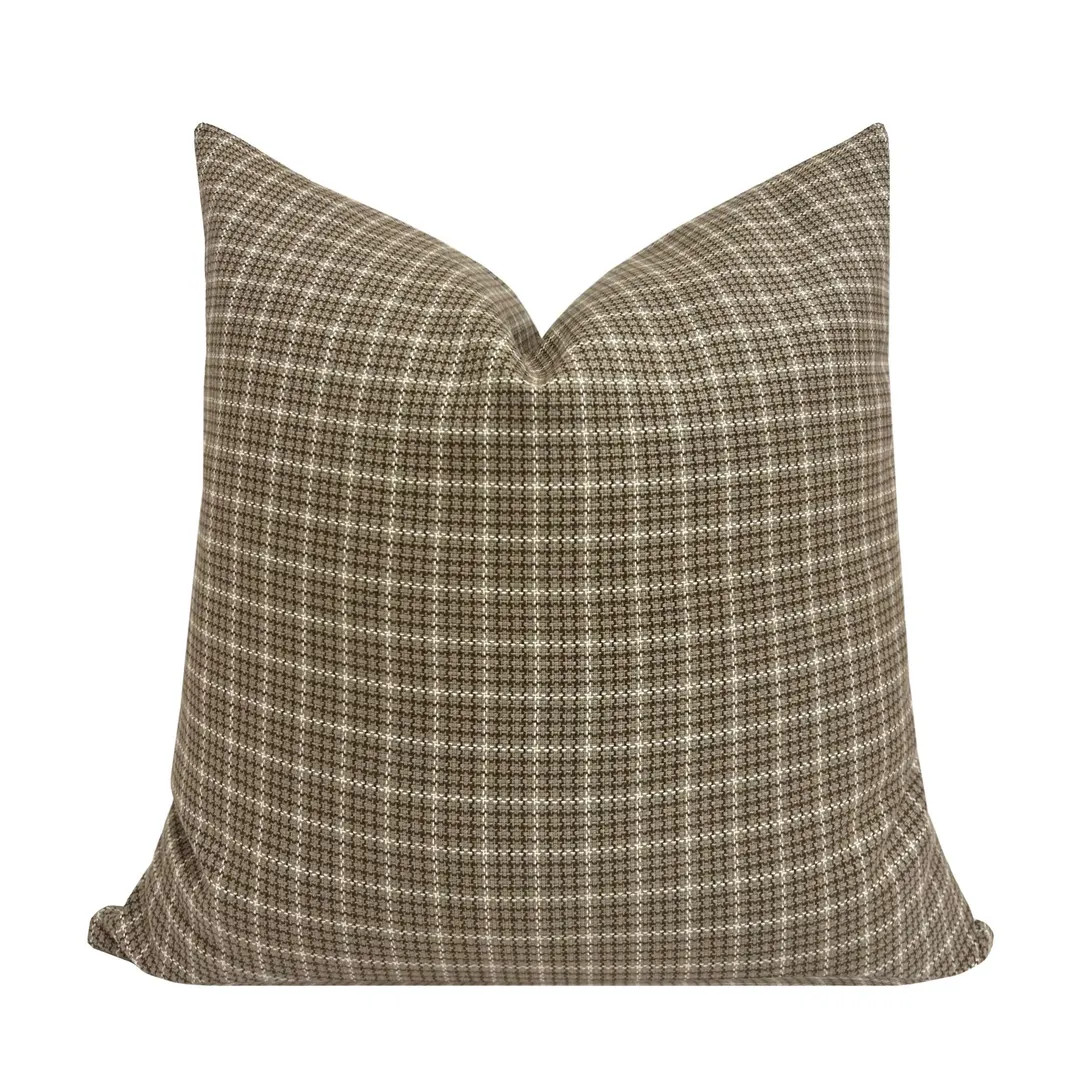 HAYES || Brown Check Pillow Cover, Designer Pillow, Neutral Pillow, Brown and White Check Pillow,... | Etsy (US)