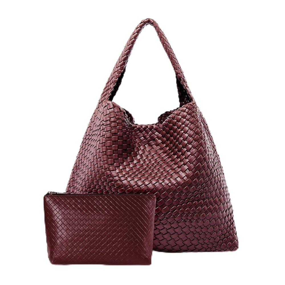 Large Woven Tote Bag for Women Weave Purse Woven Leather Handbag | Amazon (US)