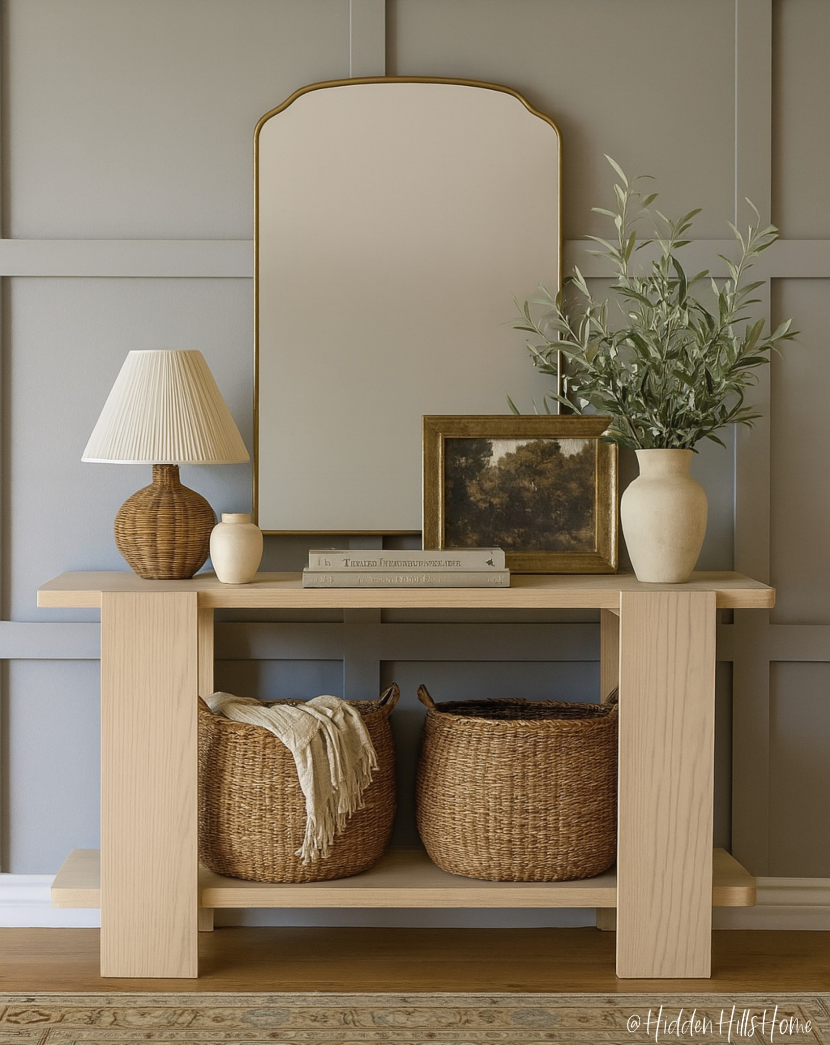 Target entryway decor ideas! Affordable entryway design, entryway console table, studio McGee home decor ideas, home inspiration from Target #target 
Wall color is SW North Star

#LTKHome #LTKStyleTip #LTKSaleAlert