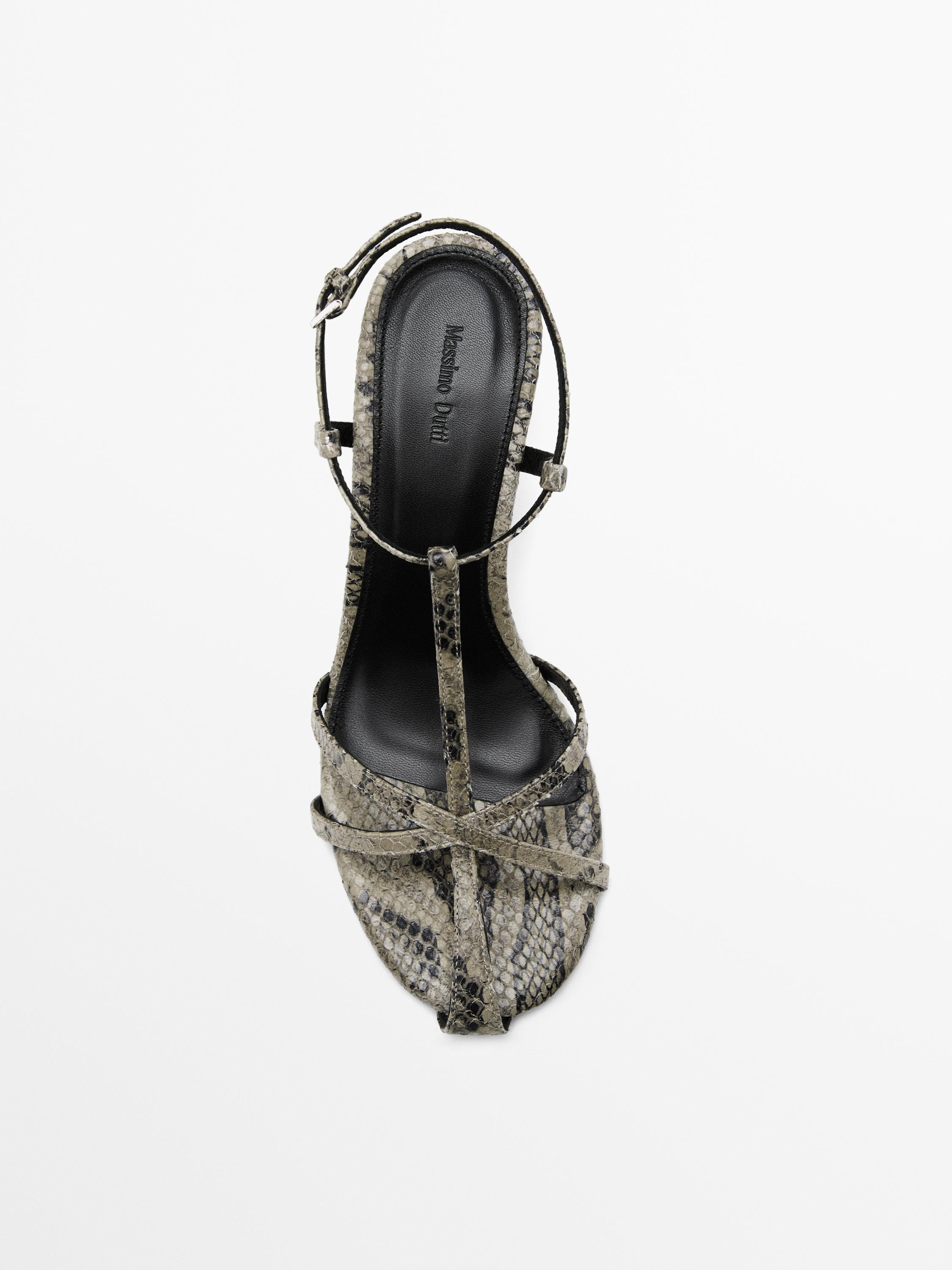 Printed heeled sandals | Massimo Dutti UK