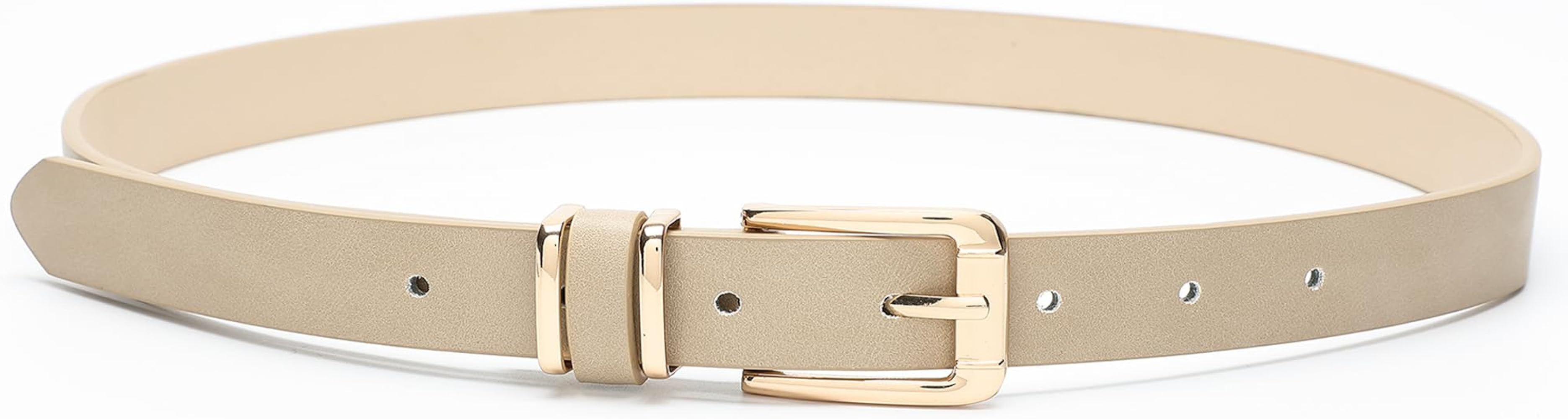Earnda Women's Skinny Waist Belts for Jeans Dress, PU Leather Pin Buckle Thin Belt | Amazon (US)