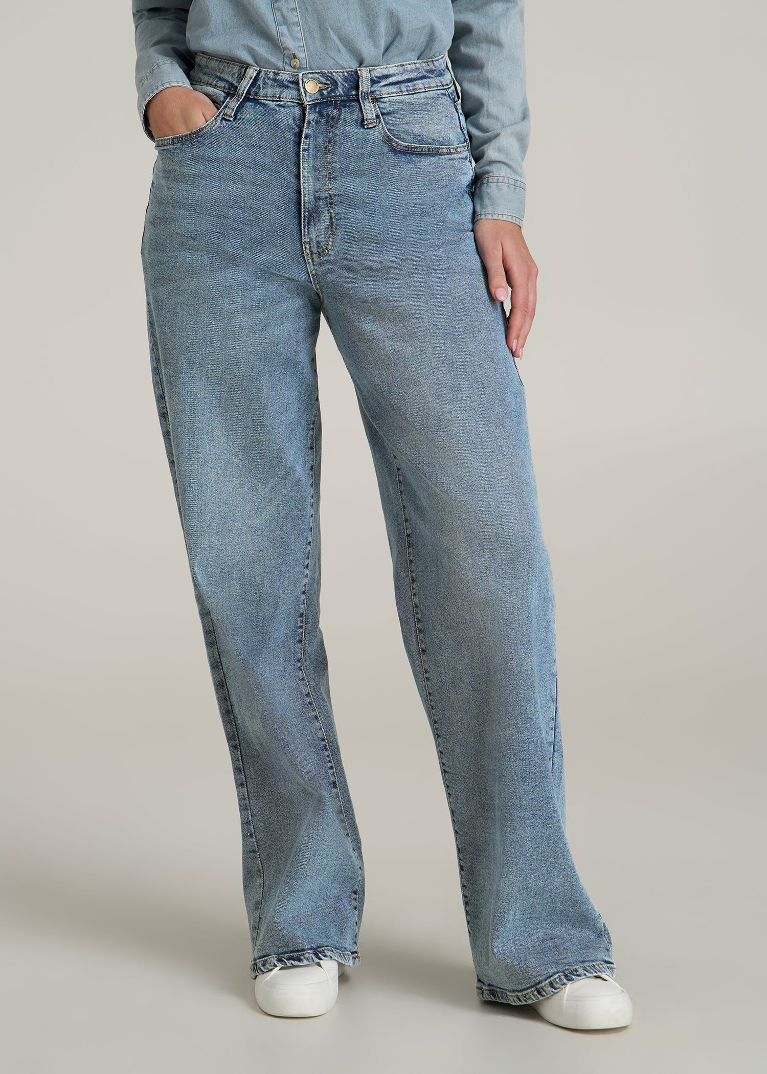 Stevie Wide Leg Jeans for Tall Women in Perfect Blue | American Tall