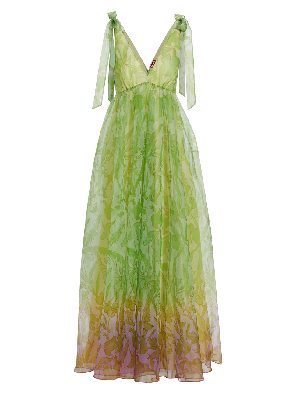 Women's Ombré Floral Tie-Strap Gown - Lime Magenta Wildflowers - Size 00 - Lime Magenta Wildflowers  | Saks Fifth Avenue