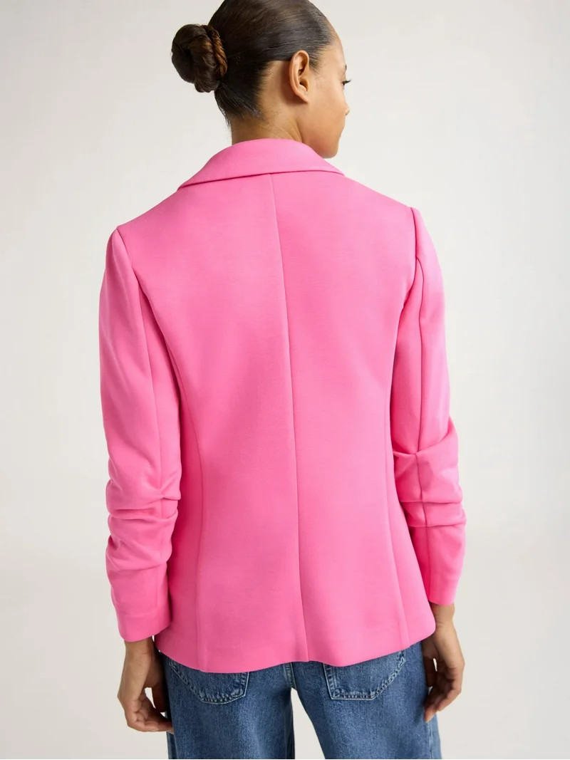 Scoop Women's and Women's Plus Relaxed Scuba Knit Stretch Blazer with Scrunch Sleeves, Sizes XS-4... | Walmart (US)