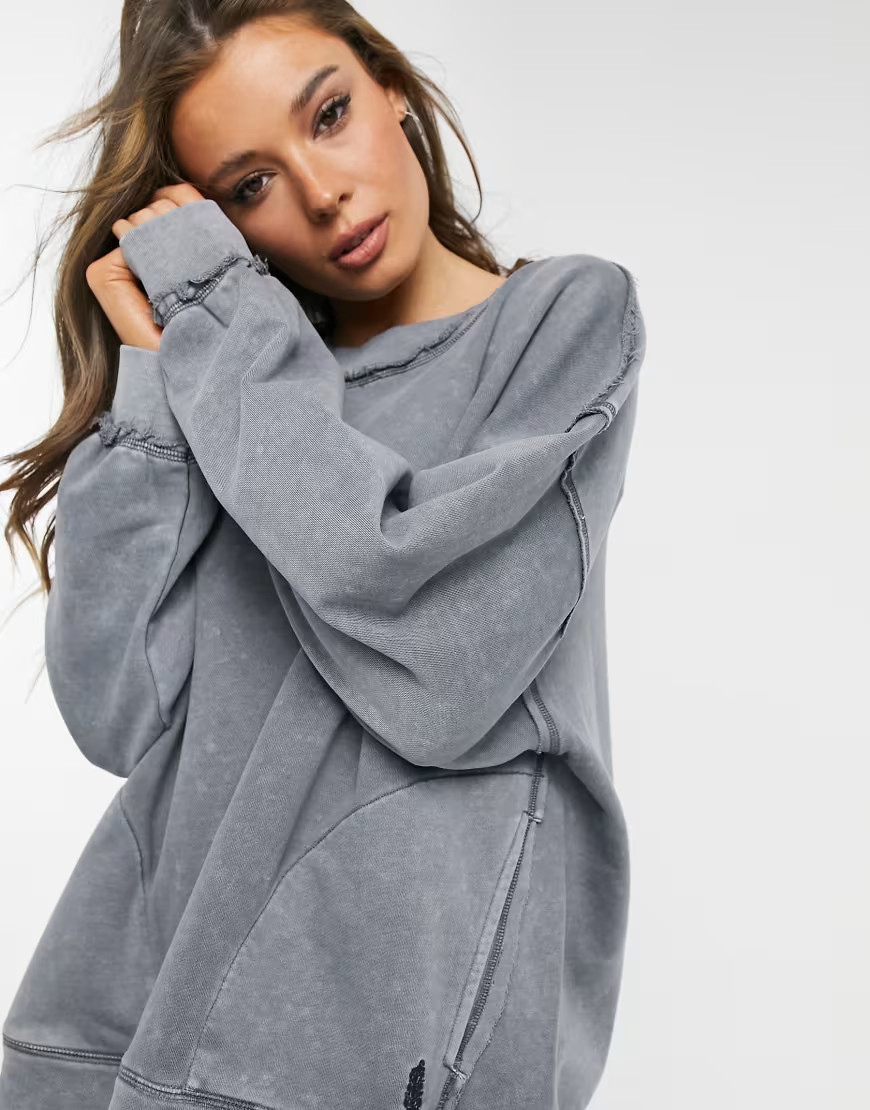 Free People Movement Oversized Solid Metti Sweatshirt-Grey | ASOS (Global)