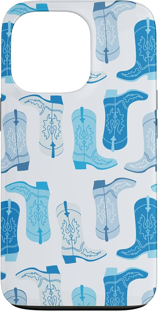 Amazon.com: iPhone 13 Pro Cowboy Boot Illustration Preppy Western Pastel Blue and Cyan Case : Cel... | Amazon (US)