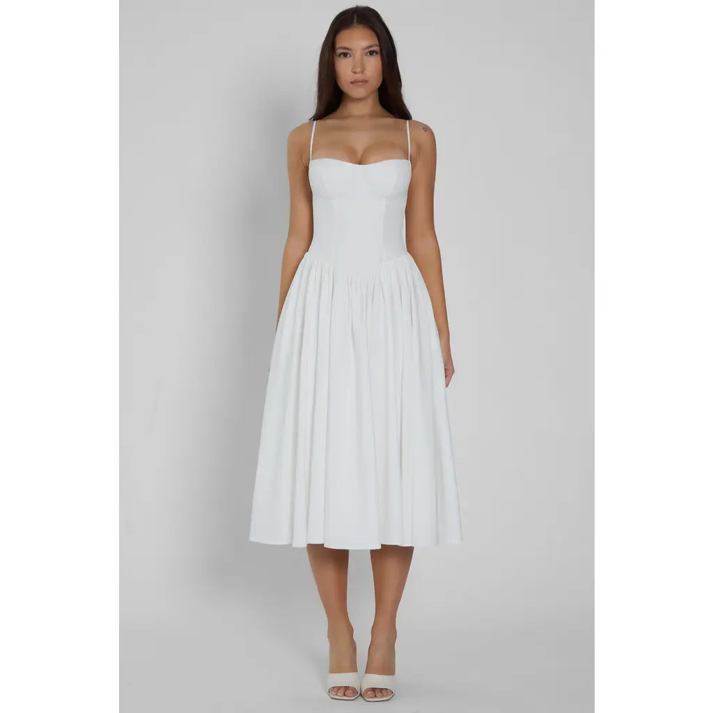 LEAU Ballerina Bustier Midi Dress in White at Nordstrom, Size X-Small | Nordstrom
