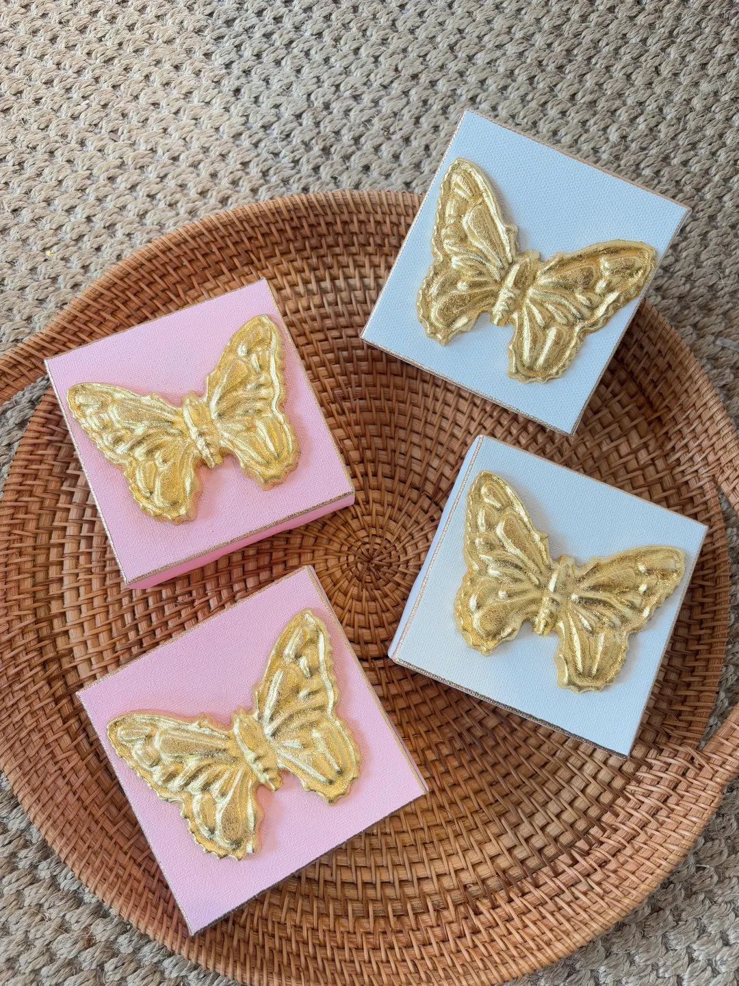 4x4 Butterfly Intaglio Canvas | Gold Leaf Art | Special Gift | Home Decor | Handmade Art | Nurser... | Etsy (US)