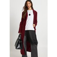 boohoo Women's Faux Suede Cinched Maxi Coat in Wine | Size: 4 | Denim/Suede | boohoo (US & Canada)