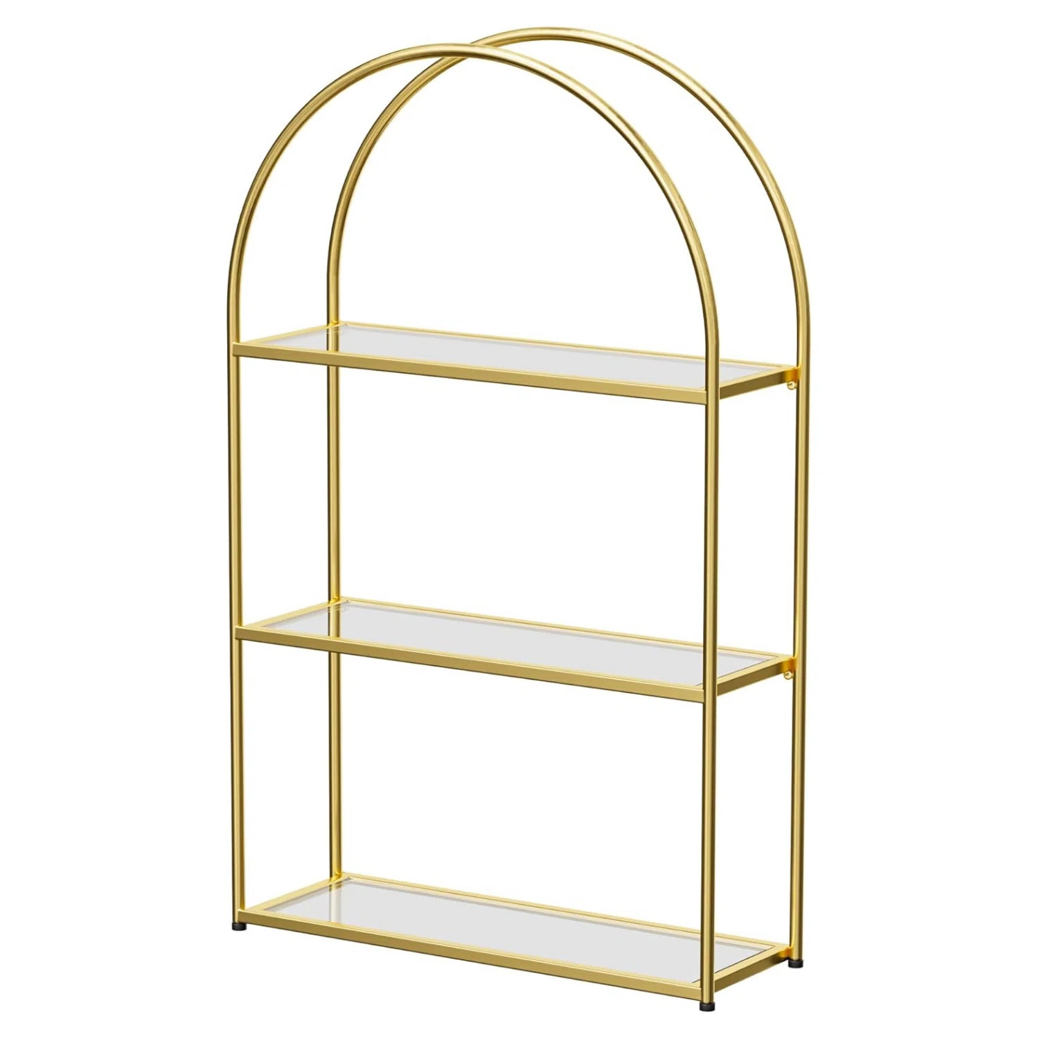 Arched Wall Shelf With Tempered Glass, 3 Tier Decorative Bathroom Shelf, Sturdy Metal Frame & Tra... | Wayfair North America
