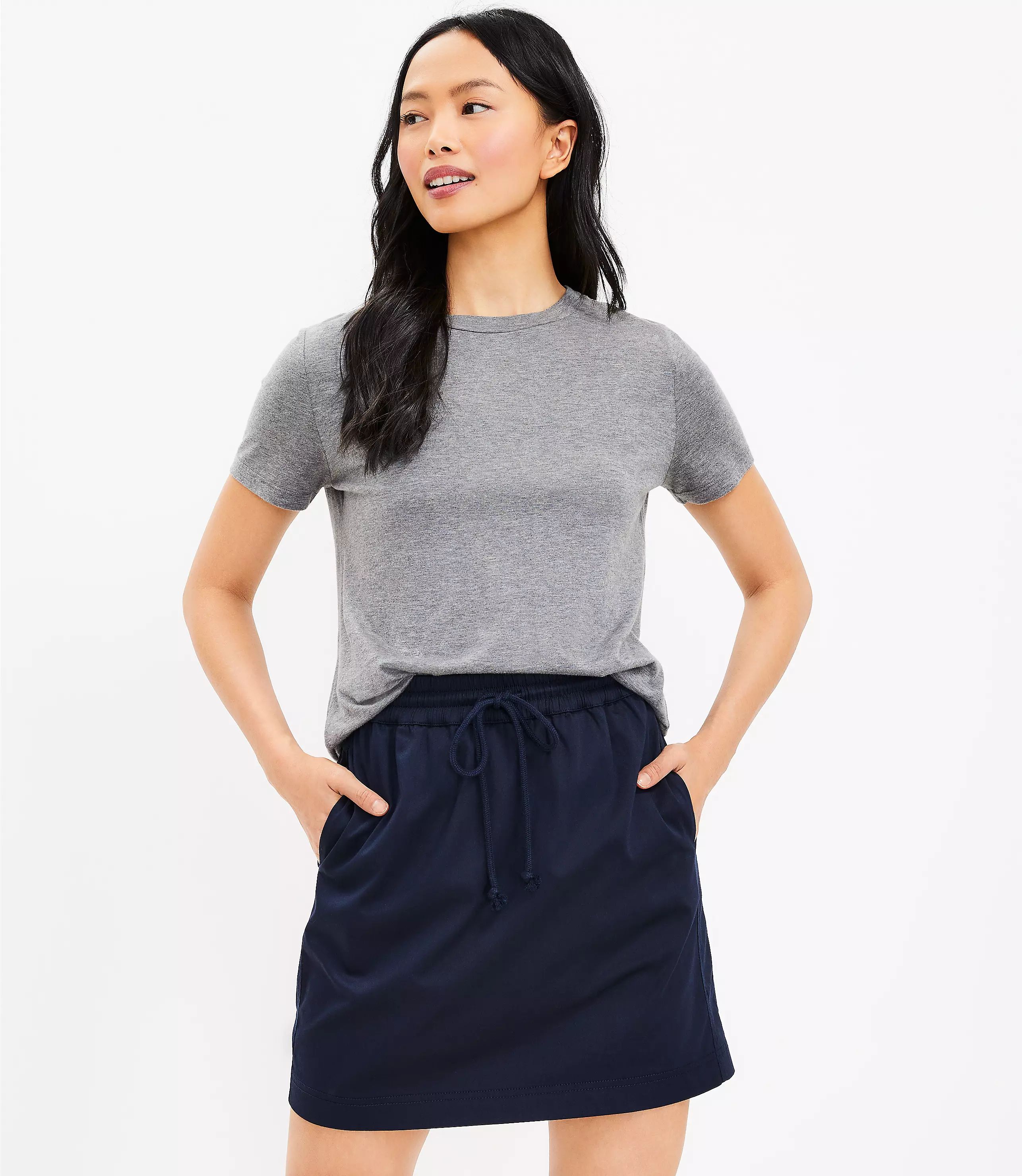 Lou & Grey Supersoft Sateen Drawstring Pocket Skirt | LOFT