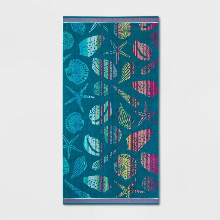 XL Jacquard Sea Shells Beach Towel - Sun Squad™ | Target