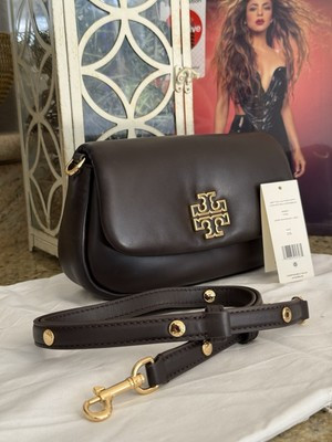 Tory Burch Britten Leather Puffy Convertible Crossbody, Dark Mahogany, $498 | eBay US