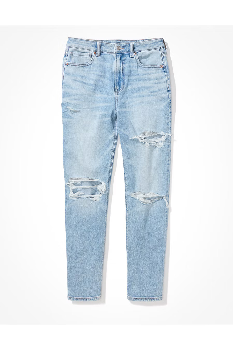 AE Stretch Ripped Mom Straight Jean | American Eagle Outfitters (US & CA)