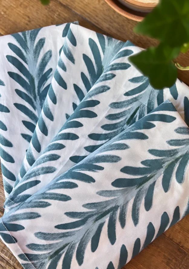 Ferns Napkins in Capri Blue - Set of 4 | Christina Dickson Home