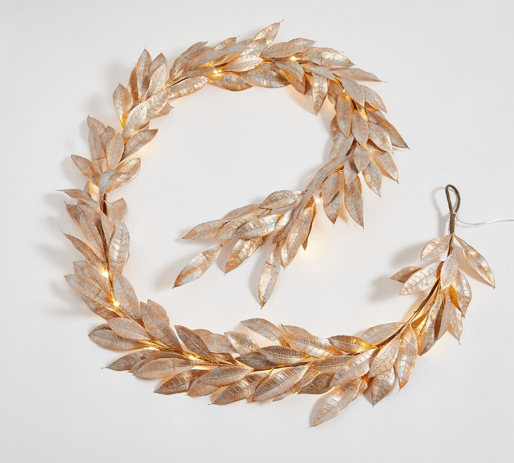 Leafy Glam String Lights Garland, Gold, 6 Ft. | Pottery Barn (US)