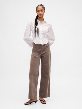 High Rise Stride Corduroy Wide-Leg Pants | Gap (CA)