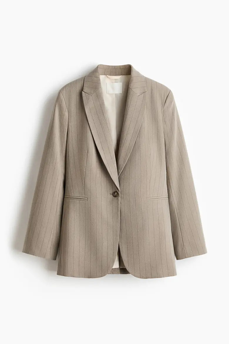H&M Single-breasted Blazer in Beige/pinstriped at Nordstrom, Size Xx-Small | Nordstrom