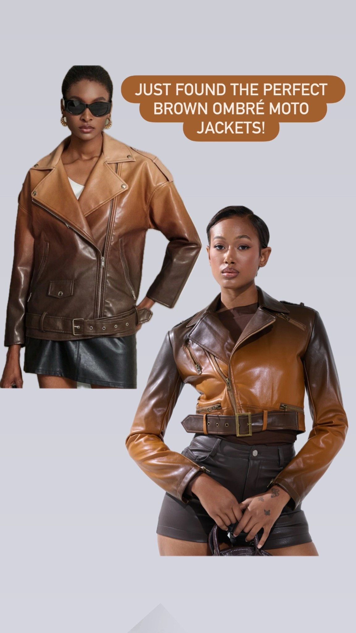 Just found two fabulous brown ombré moto jackets—perfect for any fall outfit and priced under $100 each!

#LTKFindsUnder100 #LTKStyleTip #LTKMidsize