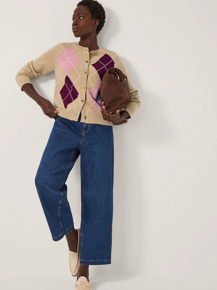 Monsoon Brown Anne Argyle Knitted Cardigan | Next EU