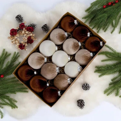 15Pcs Velvet Christmas Ornaments Balls Bulk For Christmas Tree Decoration 3.15In Big Flocked Xmas Hanging Ornaments Set For Home Plastic Large Shatter | Wayfair North America