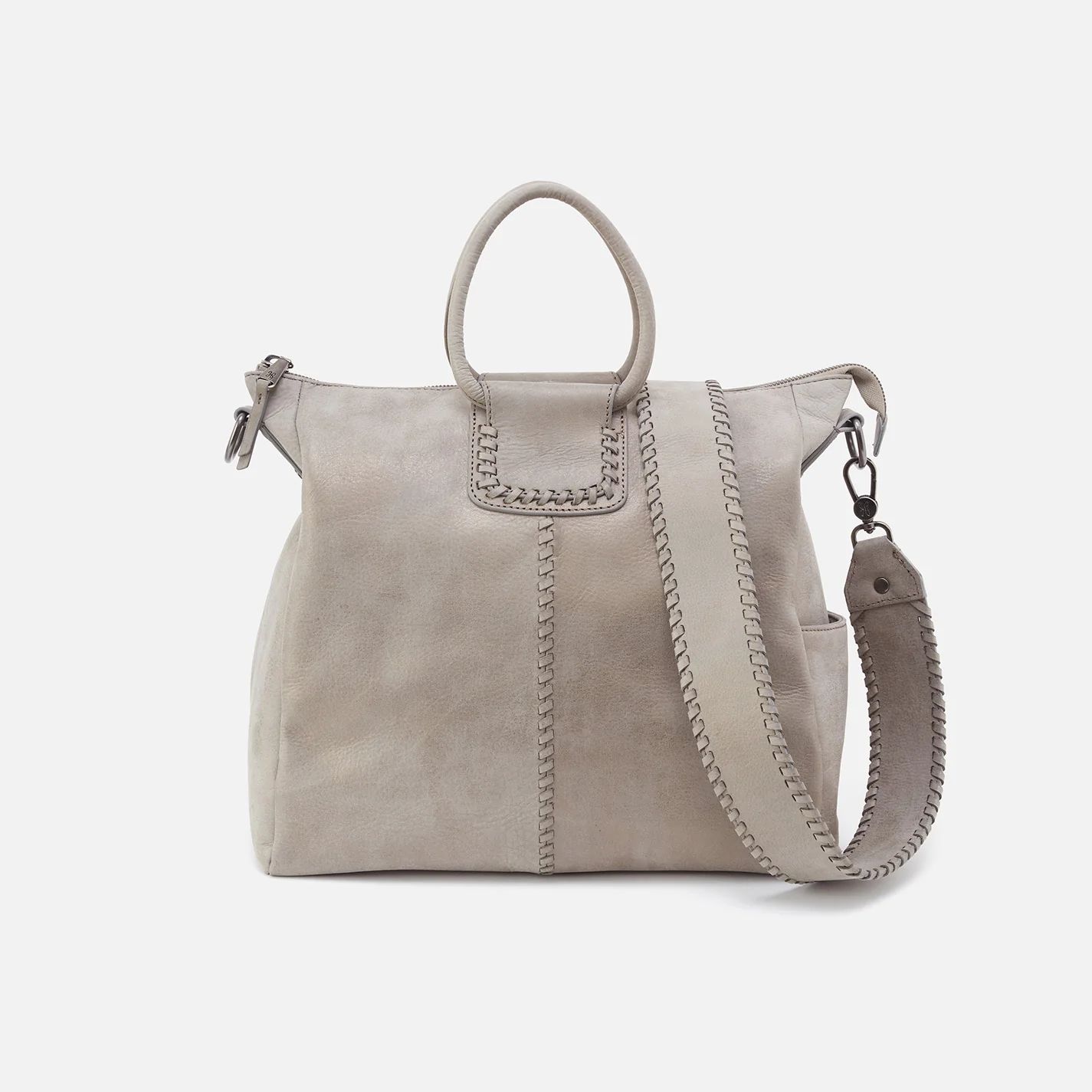 Sheila Large Satchel in Metallic Leather - Granite Grey | HOBO Bags