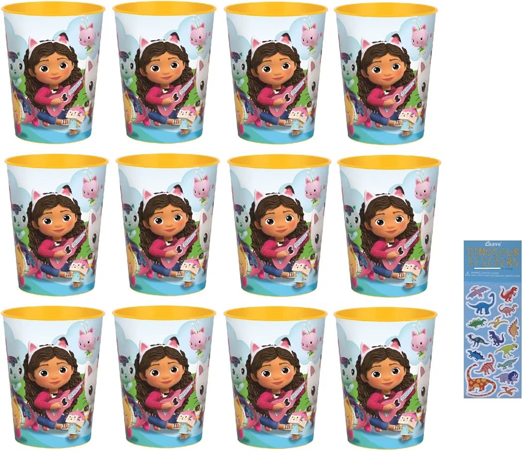 Gabbys Dollhouse Birthday Party Supplies Bundle Pack Includes Reusable Plastic Cups - 12 Count | Amazon (US)