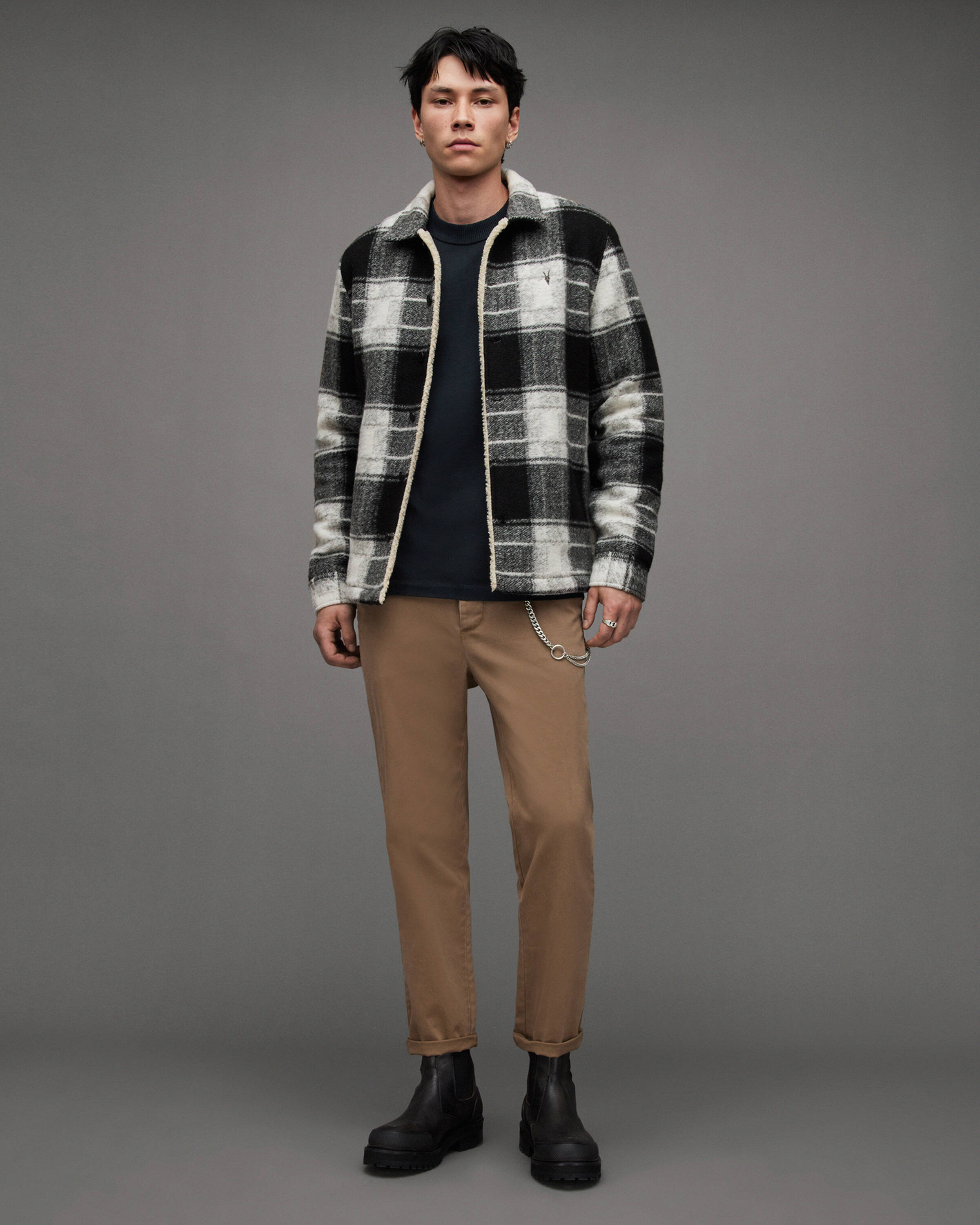Litho Checked Jacket Ecru/Black | ALLSAINTS US | AllSaints US