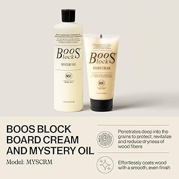 John Boos 2-Piece All-Natural Care & Maintenance Set \u2013 16 oz Mystery Oil & 5 oz Board Cream ... | Amazon (US)