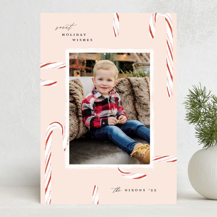 "candy cane crop" - Customizable Holiday Photo Cards in Beige by Susan Zinader. | Minted