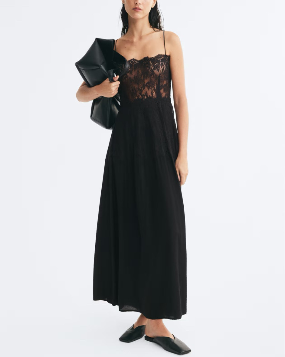 Lace detail black maxi dress

#LTKSeasonal