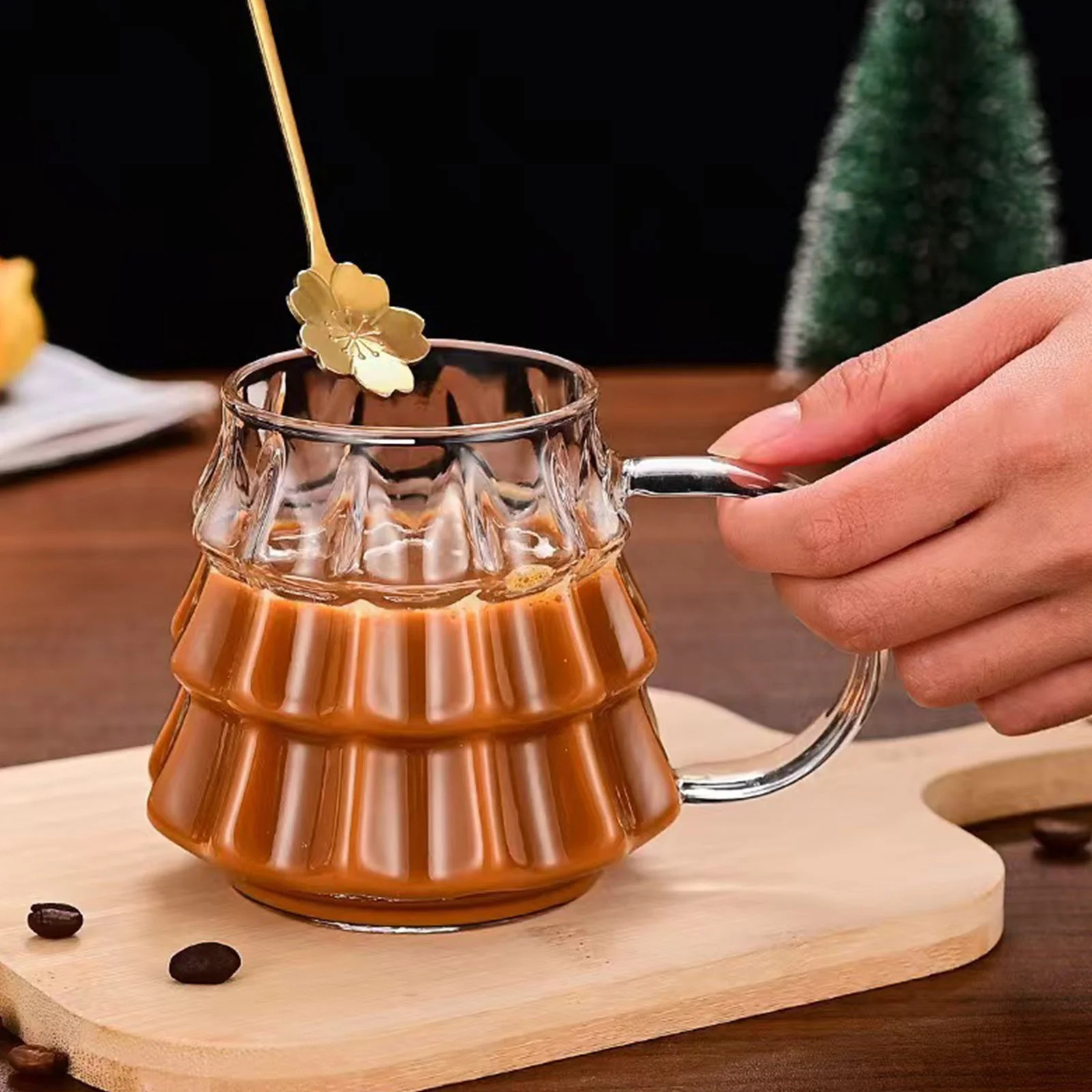 350ml Christmas Tree Coffee Mug, Cute Tea Cup, Glass Milk Mug, Clear Christmas Tree Mugs, Dishwas... | Walmart (US)