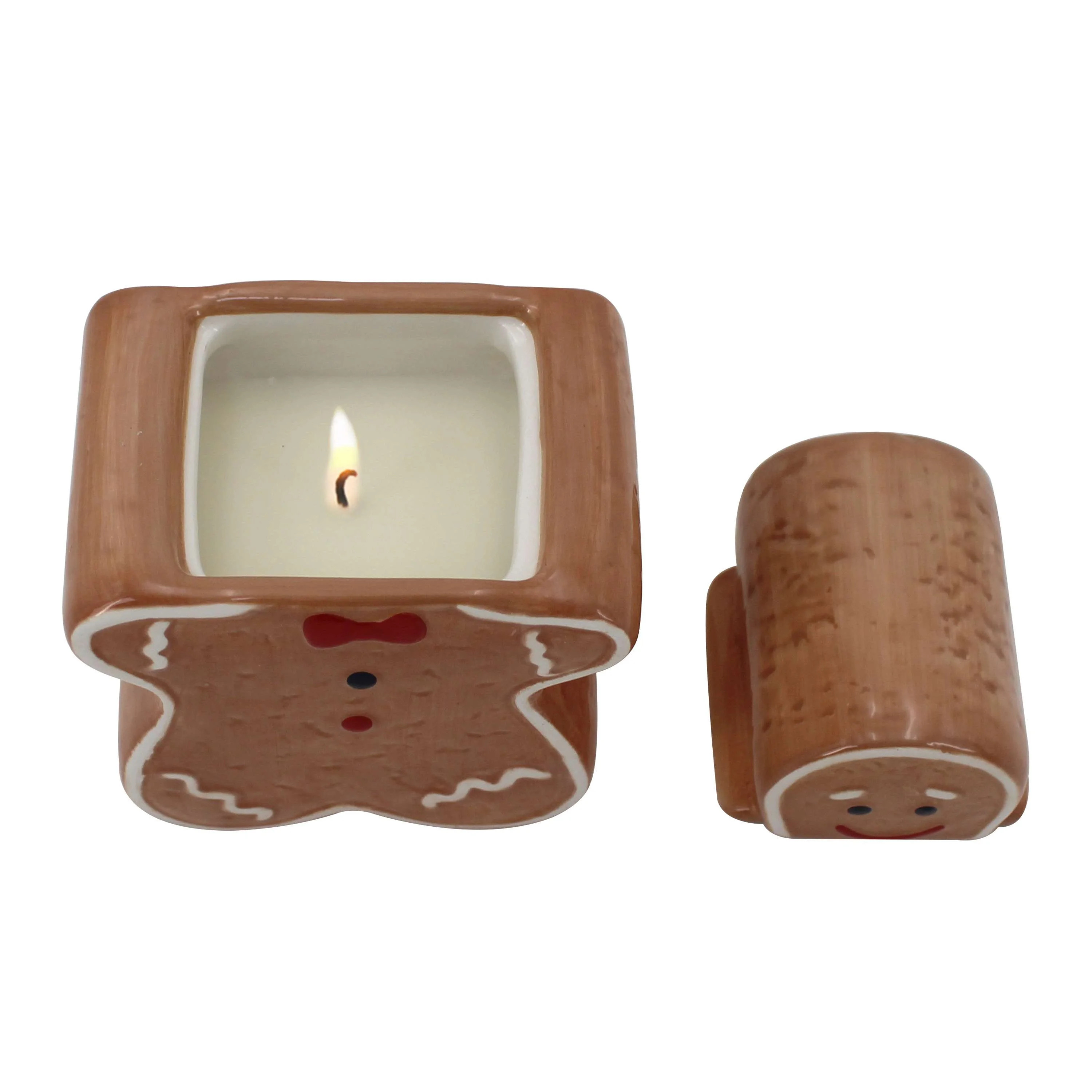 Mainstays 1-Wick Gingerbread Ceramic Scented Jar Candle, Holiday Gingerbread, 6oz | Walmart (US)