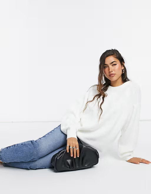 ASOS DESIGN crew neck fluffy oversized sweater | ASOS | ASOS (Global)