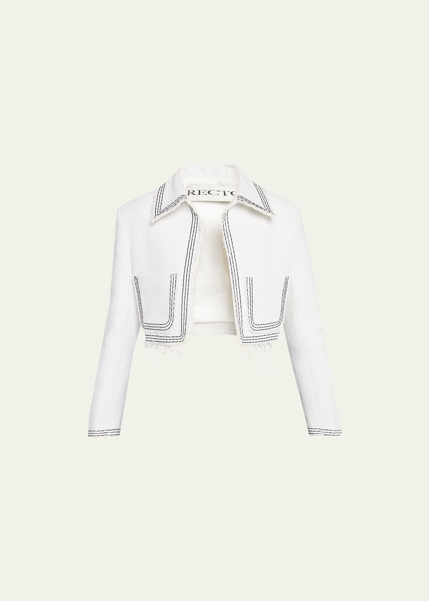 RECTO Tara Tweed Embroidered Cropped Jacket | Bergdorf Goodman