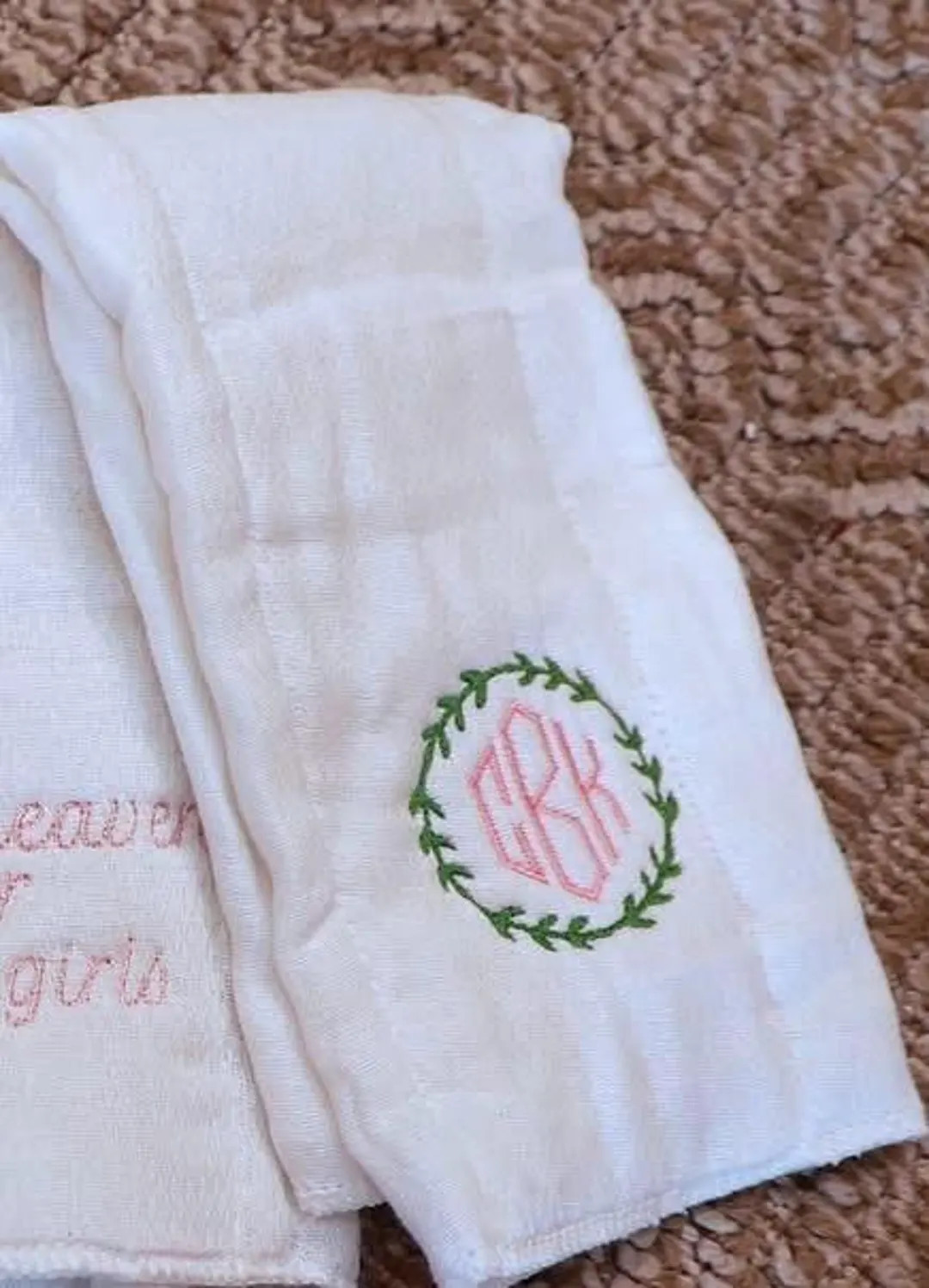 Embroidered Vine Monogram Burp Cloth | Monogram Burp Cloth | Vine Burp Cloth | Embroidered Monogr... | Etsy (US)