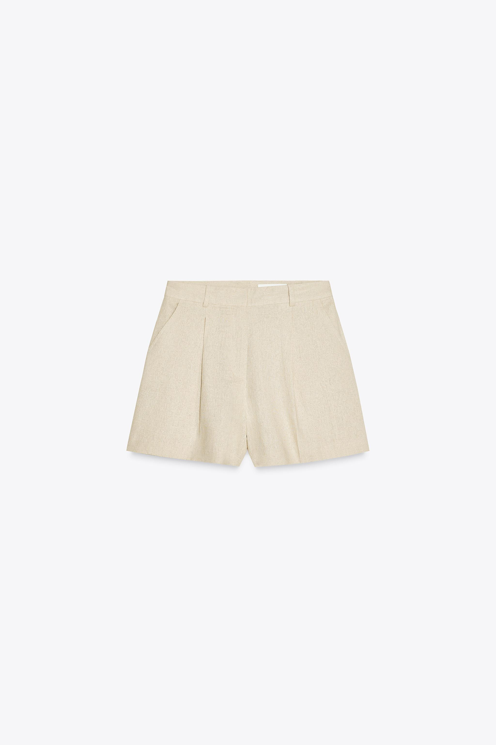 HIGH-WAISTED LINEN SHORTS | Zara Canada