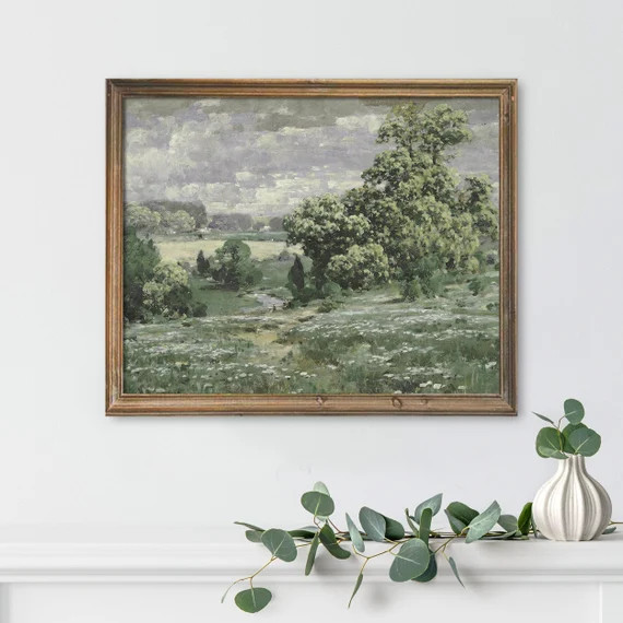 PRINTED Cambridge Field, Vintage Moody Landscape Oil Painting Art Print | Farmhouse Country Art P... | Etsy (US)