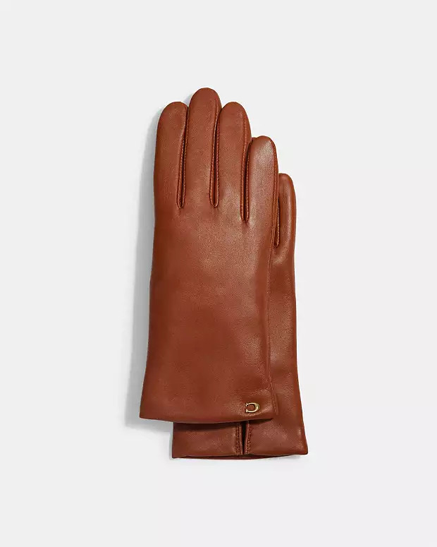 Sculpted Signature Leather Tech Gloves | Coach (US)