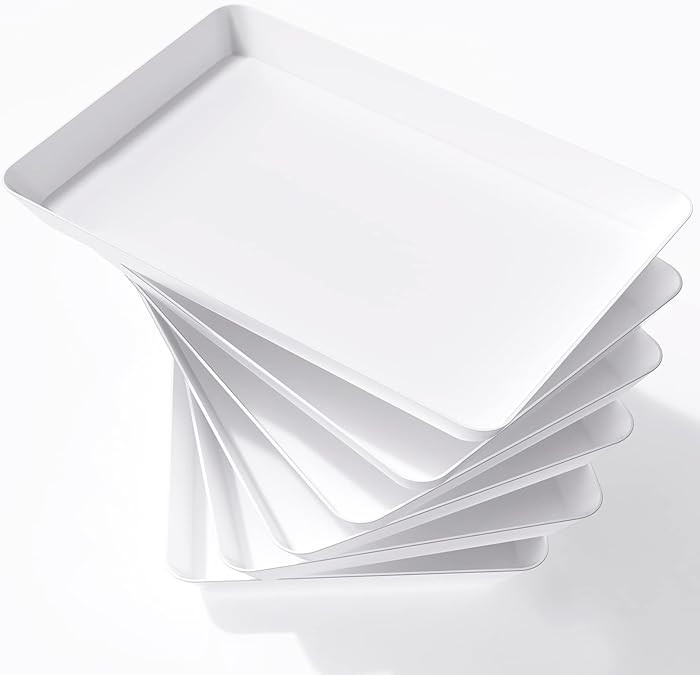 Lifewit Serving Tray Plastic for Party Supplies, 15" x 10" Platters for Serving Food, 6 pcs White... | Amazon (US)