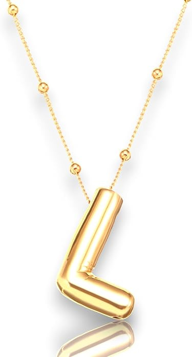 Balloon Initial Necklaces For Women, Dainty Bubble Letter Necklace,18k Gold Plated Balloon Pendan... | Amazon (US)