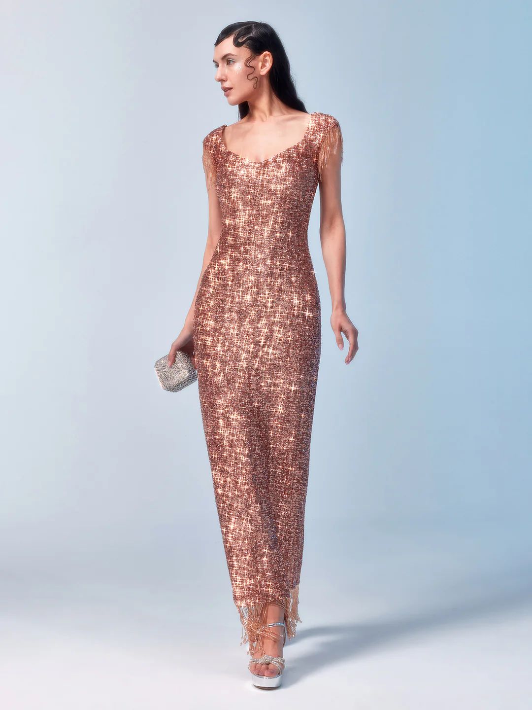 Layered Sequin Fringe Gown | Richradiqs
