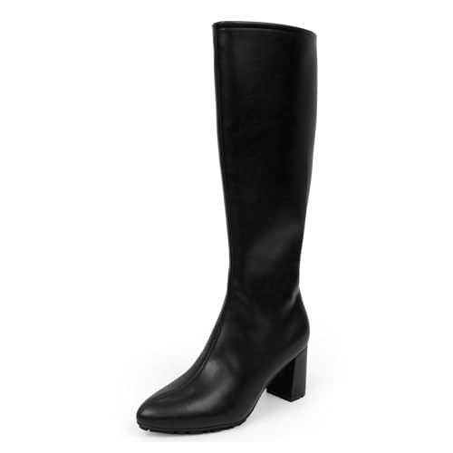Aerosoles Women's Brynn Knee Boots, Black Faux Leather, 9.5W | Amazon (US)